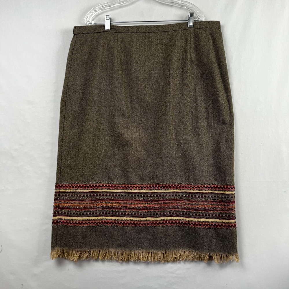 Sag Harbor Woman Skirt Straight Tweed Fringe Midi Wool Blend Plus Size 22W